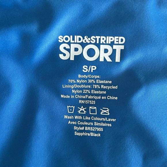 Solid and Striped Freestyle Deep V Blue and Black Sports Bra NWT Size Small - Picture 6 of 7